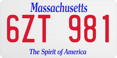 MA license plate 6ZT981