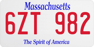 MA license plate 6ZT982