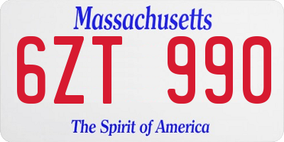 MA license plate 6ZT990