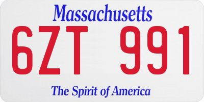 MA license plate 6ZT991