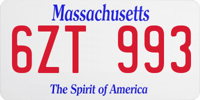 MA license plate 6ZT993
