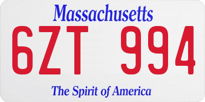 MA license plate 6ZT994
