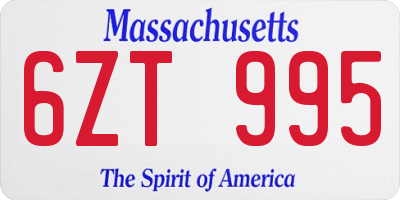 MA license plate 6ZT995