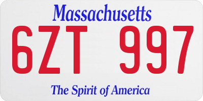 MA license plate 6ZT997