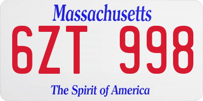 MA license plate 6ZT998