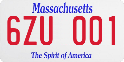 MA license plate 6ZU001