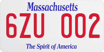 MA license plate 6ZU002