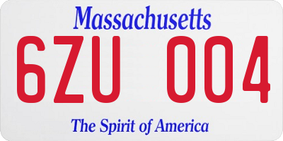 MA license plate 6ZU004
