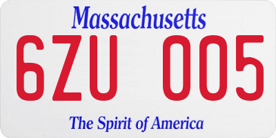 MA license plate 6ZU005