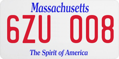 MA license plate 6ZU008