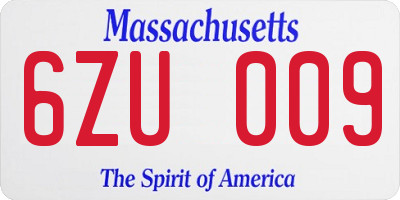 MA license plate 6ZU009