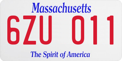 MA license plate 6ZU011
