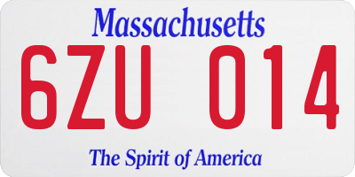 MA license plate 6ZU014