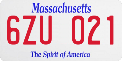MA license plate 6ZU021