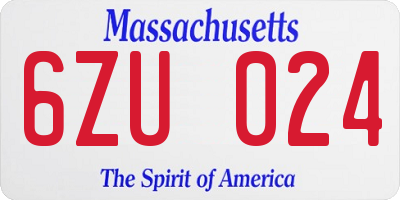 MA license plate 6ZU024