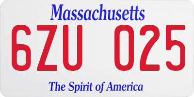 MA license plate 6ZU025