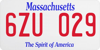 MA license plate 6ZU029