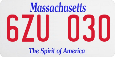 MA license plate 6ZU030