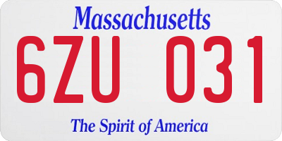 MA license plate 6ZU031