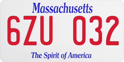 MA license plate 6ZU032