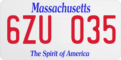 MA license plate 6ZU035