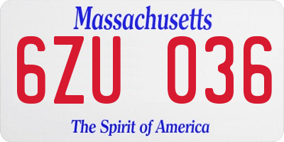 MA license plate 6ZU036