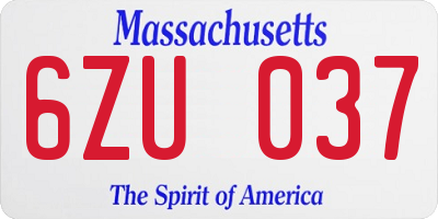 MA license plate 6ZU037