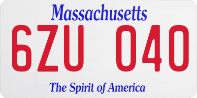 MA license plate 6ZU040