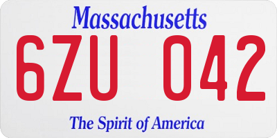 MA license plate 6ZU042