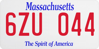 MA license plate 6ZU044
