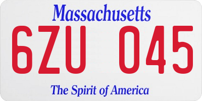 MA license plate 6ZU045