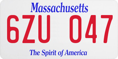 MA license plate 6ZU047