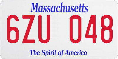 MA license plate 6ZU048