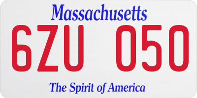 MA license plate 6ZU050