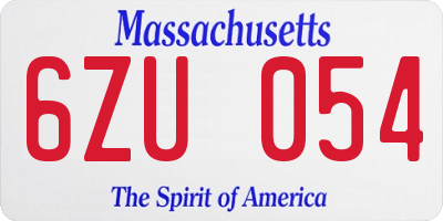 MA license plate 6ZU054