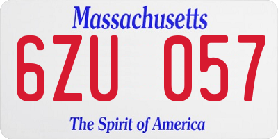 MA license plate 6ZU057