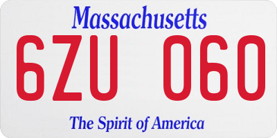 MA license plate 6ZU060