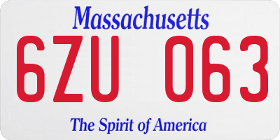 MA license plate 6ZU063