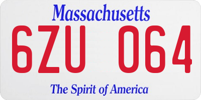 MA license plate 6ZU064
