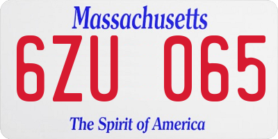 MA license plate 6ZU065