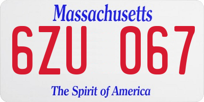 MA license plate 6ZU067