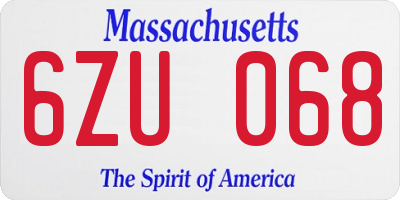 MA license plate 6ZU068