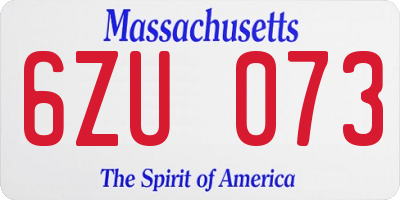 MA license plate 6ZU073
