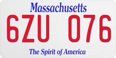 MA license plate 6ZU076