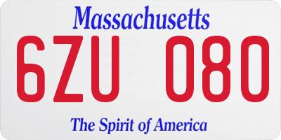 MA license plate 6ZU080