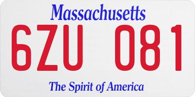 MA license plate 6ZU081