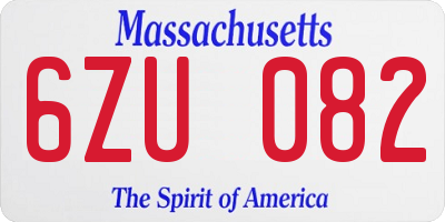 MA license plate 6ZU082