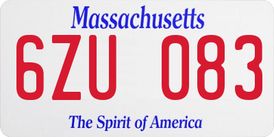 MA license plate 6ZU083