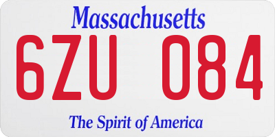 MA license plate 6ZU084