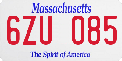 MA license plate 6ZU085